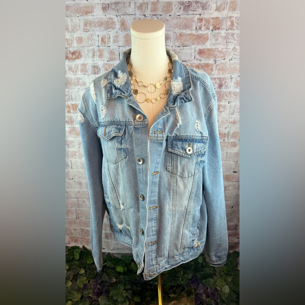 Distressed Light Blue Denim Jacket